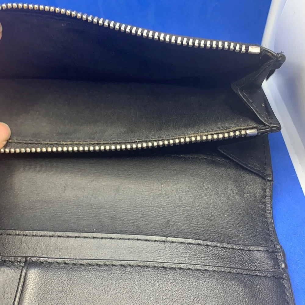 Burberry Black blue‎ London Check and Leather Continental Wallet